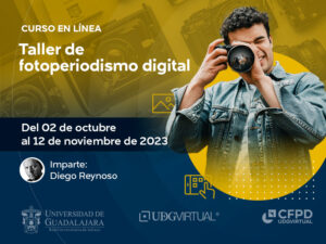 Portada de la convocatoria del curso en línea "Taller de fotoperiodismo digital"