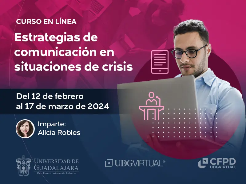 Portada de la promoción del curso "Estrategias de comunicación en situaciones de crisis" 2024