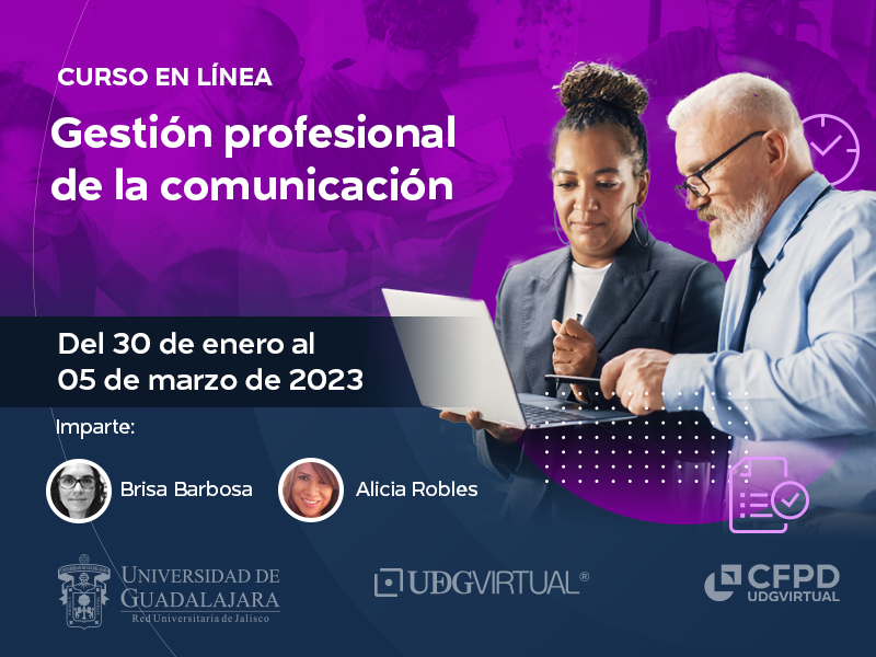 Portada de la convocatoria del curso Gestión profesional de la comunicación. Módulo 1 del Diplomado en Gestión estratégica de la comunicación